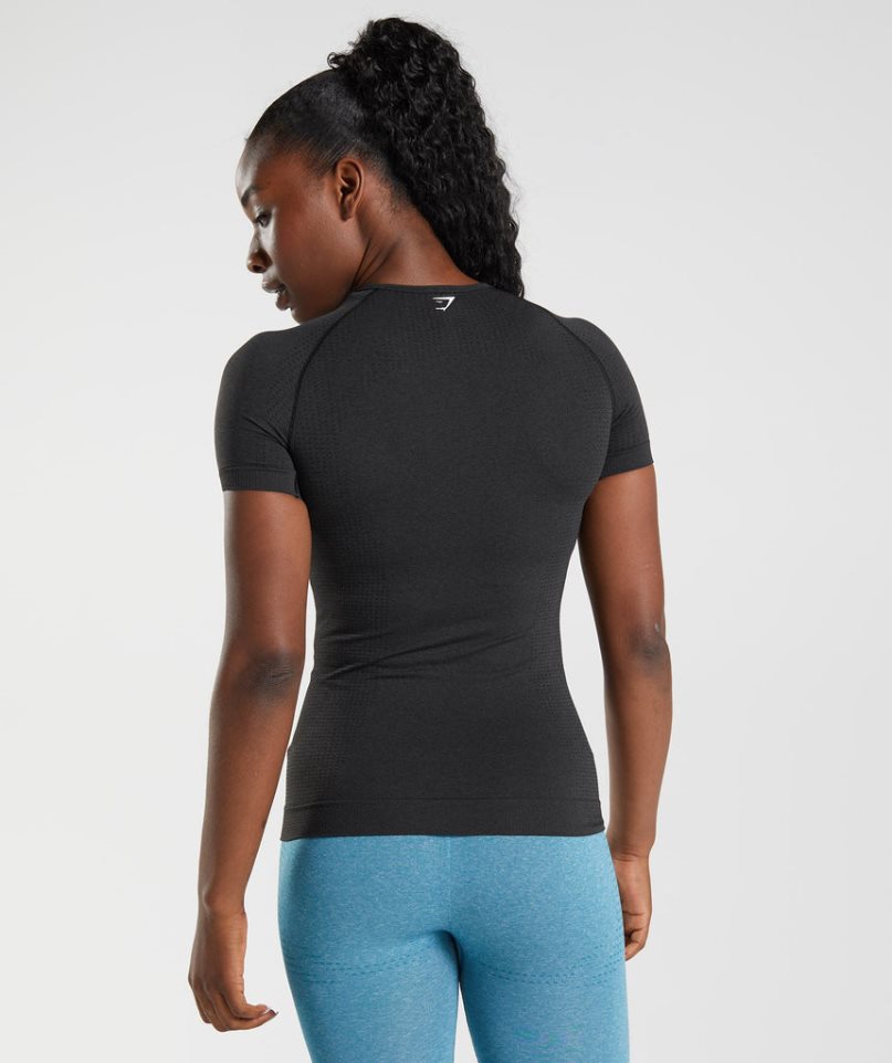 Women's Gymshark Vital Seamless 2.0 T-Shirts Black | CA AN876D